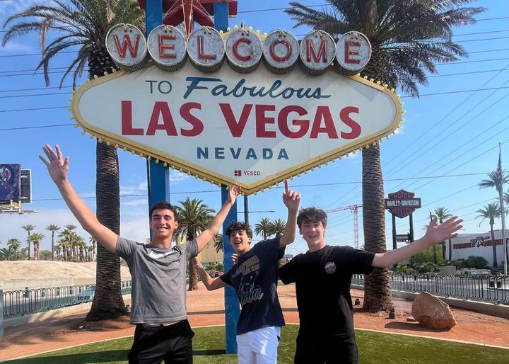 Boys at the Welcome to Fabulous Las Vegas sign