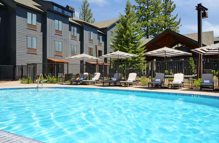 Pool at a mountain lodge near Lake Tahoe
