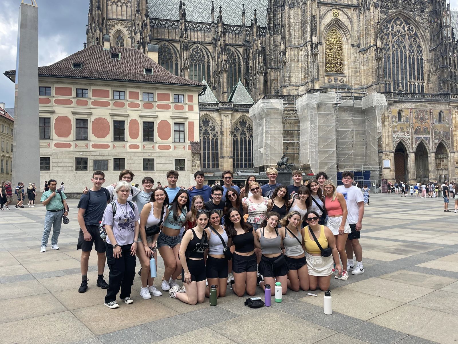 The group in front of St Vitus Cathedral at Prague Castle