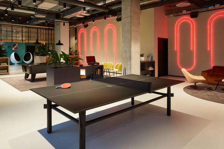 Hotel lounge with a ping-pong table in Barcelona