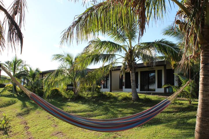 Hammock between palm trees at the Momi Bay eco-lodge