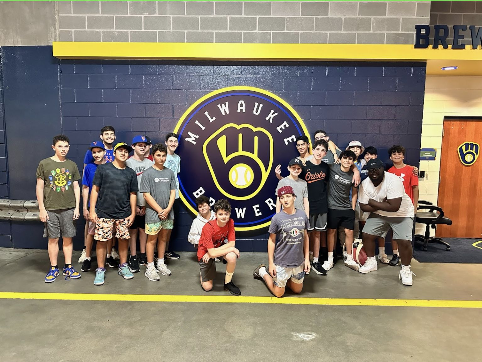 The group at the Milwaukee Brewers' stadium
