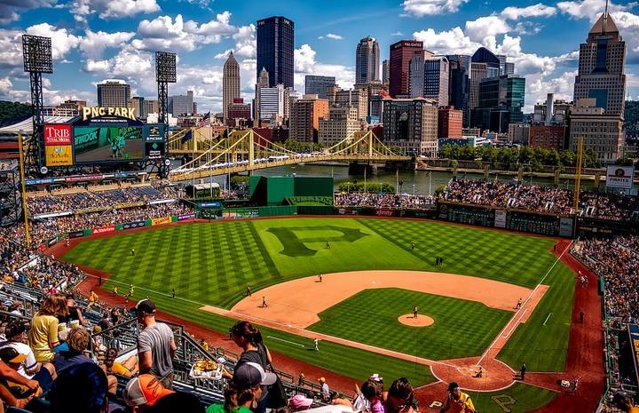 PNC Park in Pittsburgh, with the city skyline behind