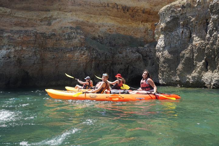 Kayaking in a sea grotto near Lagos