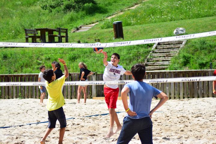 Beach volleyball game in Leysin