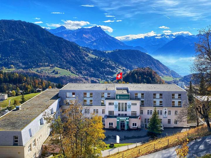 The Swiss Alpine Centre above Leysin with a panorama of the Alps