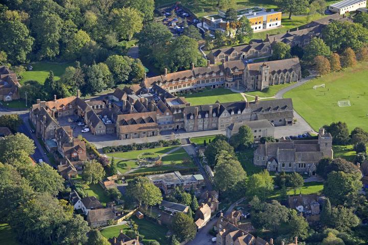 Aerial view of Bradfield College in the Berkshire countryside