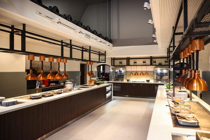 The modern dining-hall servery at Bradfield College
