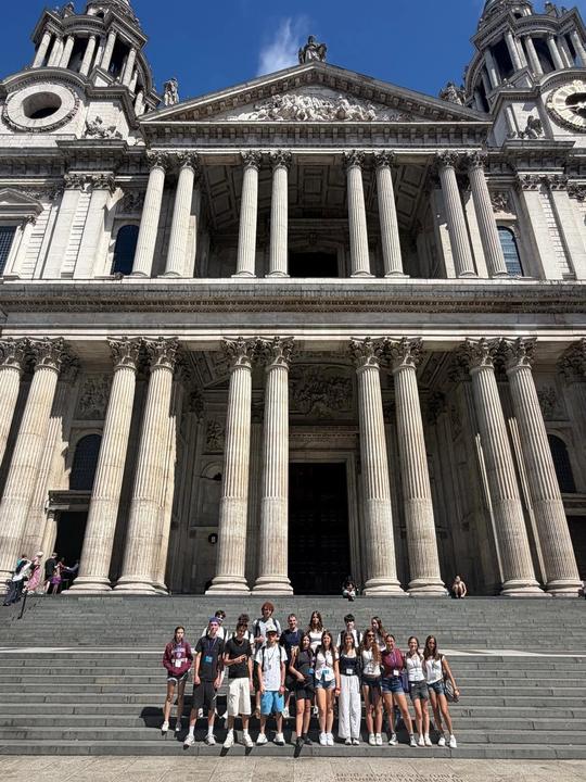 The group on the steps of St Paul's Cathedral