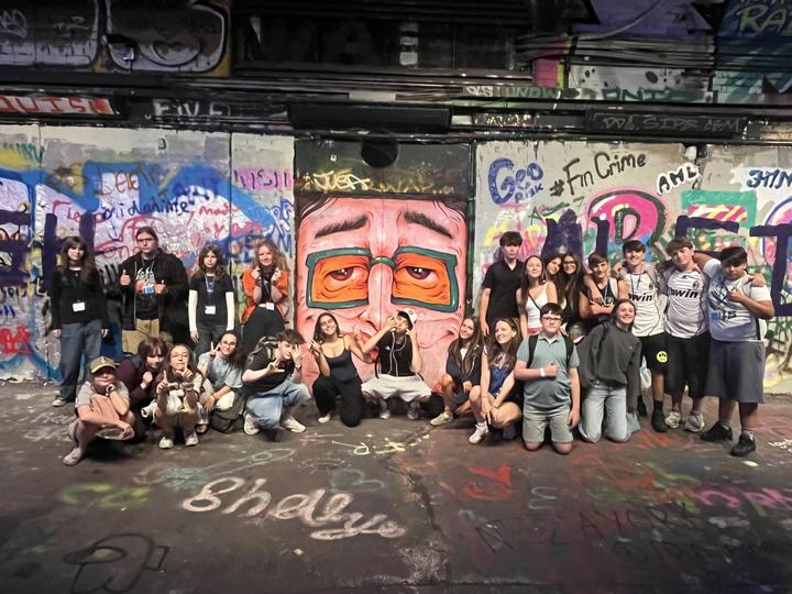 The group in the graffiti tunnel at Leake Street