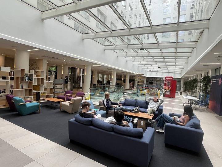 Glass-roofed lounge in the residence