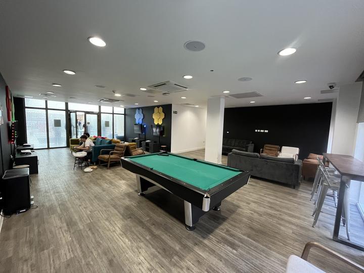 Games room with a pool table