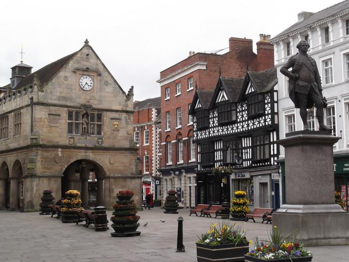 The old market square in Shrewsbury, a half-day trip