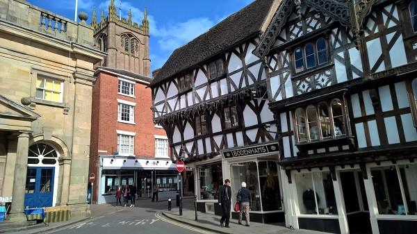 Black-and-white timber buildings in Ludlow town centre