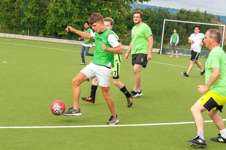 A football game on the school's AstroTurf pitch