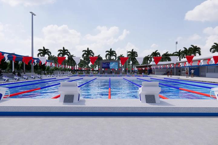 Architect's rendering of the new 10-lane pool and starting blocks