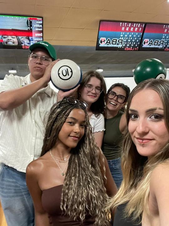 Friends at the bowling alley